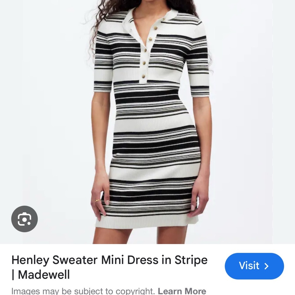 Madewell Striped Henley Mini Dress in Black and White